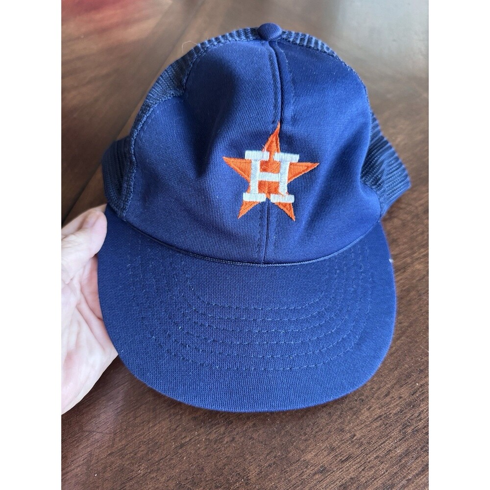 Vintage Houston Astros Snapback Hat Cap Navy Mesh Trucker 90s Adjustable License
